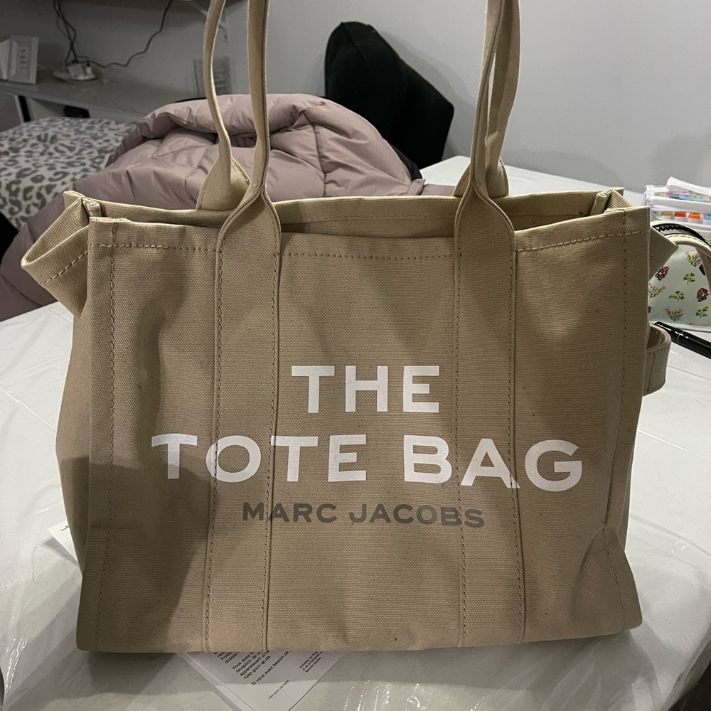 Marc Jacobs Tan Canvas  Large Tote Bag
